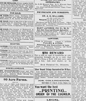 A scanned image of a printed page: printed p. 4 of Ottumwa Courier. The image shows the printed page itself; its text is not reproduced in this description.