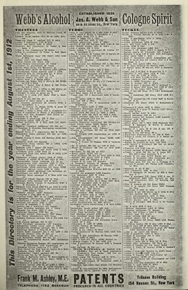A scanned image of a page from a printed trade directory: leaf 637 of Trow's General Directory of the Boroughs of Manhattan and Bronx, City of New York, 1912. The image shows the printed page itself; its text is not reproduced in this description.