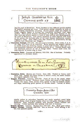 A scanned image of a page from a printed trade directory: leaf 15 of The Violinist's Guide: Written for the Use of the Violin Buying Public. The image shows the printed page itself; its text is not reproduced in this description.