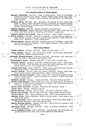 A scanned image of a page from a printed trade directory: leaf 17 of The Violinist's Guide: Written for the Use of the Violin Buying Public. The image shows the printed page itself; its text is not reproduced in this description.
