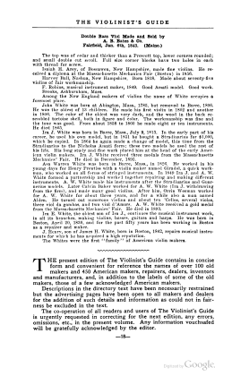 A scanned image of a page from a printed trade directory: leaf 21 of The Violinist's Guide: Written for the Use of the Violin Buying Public. The image shows the printed page itself; its text is not reproduced in this description.