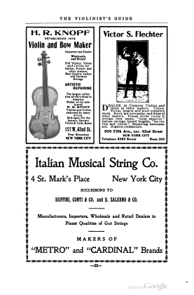 A scanned image of a page from a printed trade directory: leaf 25 of The Violinist's Guide: Written for the Use of the Violin Buying Public. The image shows the printed page itself; its text is not reproduced in this description.