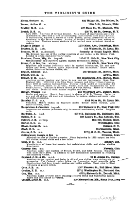 A scanned image of a page from a printed trade directory: leaf 26 of The Violinist's Guide: Written for the Use of the Violin Buying Public. The image shows the printed page itself; its text is not reproduced in this description.
