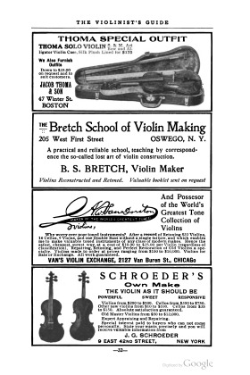 A scanned image of a page from a printed trade directory: leaf 35 of The Violinist's Guide: Written for the Use of the Violin Buying Public. The image shows the printed page itself; its text is not reproduced in this description.