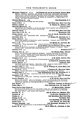 A scanned image of a page from a printed trade directory: leaf 42 of The Violinist's Guide: Written for the Use of the Violin Buying Public. The image shows the printed page itself; its text is not reproduced in this description.