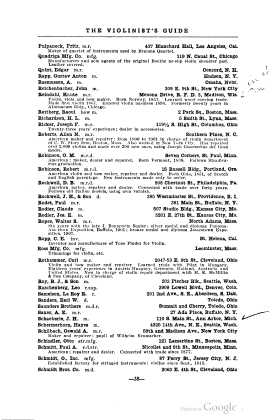 A scanned image of a page from a printed trade directory: leaf 43 of The Violinist's Guide: Written for the Use of the Violin Buying Public. The image shows the printed page itself; its text is not reproduced in this description.