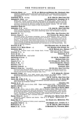 A scanned image of a page from a printed trade directory: leaf 44 of The Violinist's Guide: Written for the Use of the Violin Buying Public. The image shows the printed page itself; its text is not reproduced in this description.