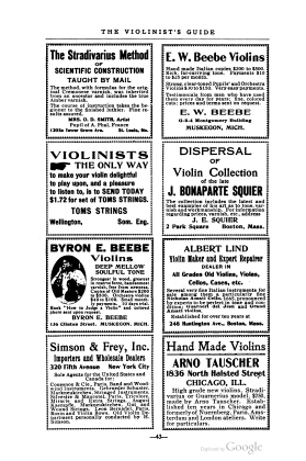 A scanned image of a page from a printed trade directory: leaf 48 of The Violinist's Guide: Written for the Use of the Violin Buying Public. The image shows the printed page itself; its text is not reproduced in this description.
