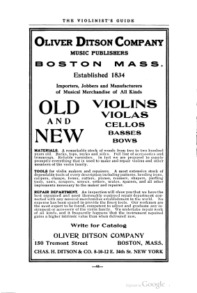 A scanned image of a page from a printed trade directory: leaf 49 of The Violinist's Guide: Written for the Use of the Violin Buying Public. The image shows the printed page itself; its text is not reproduced in this description.