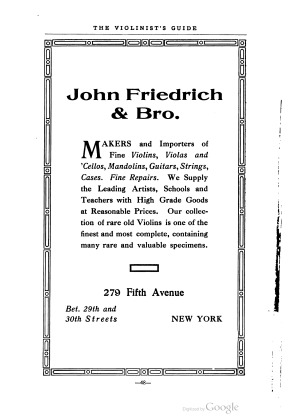 A scanned image of a page from a printed trade directory: leaf 53 of The Violinist's Guide: Written for the Use of the Violin Buying Public. The image shows the printed page itself; its text is not reproduced in this description.
