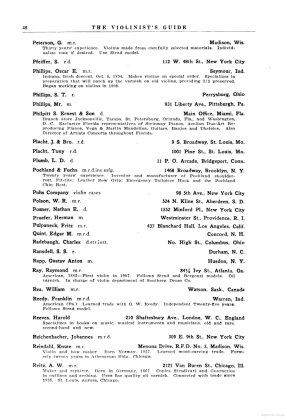 A scanned image of a page from a printed trade directory: page token PA48 of The Violinist's Guide: Written for the Use of the Violin Buying Public. The image shows the printed page itself; its text is not reproduced in this description.