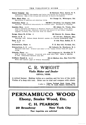 A scanned image of a page from a printed trade directory: page token PA51 of The Violinist's Guide: Written for the Use of the Violin Buying Public. The image shows the printed page itself; its text is not reproduced in this description.