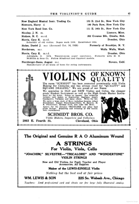 A scanned image of a page from a printed trade directory: page token PA45 of The Violinist's Guide: Written for the Use of the Violin Buying Public. The image shows the printed page itself; its text is not reproduced in this description.